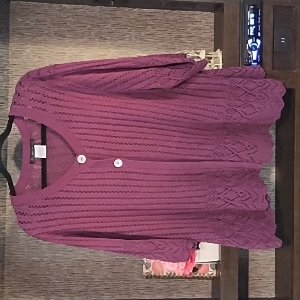 Unitedstatessweater Sweater Open Knit Two Button Decorative Hem/Sleeves …